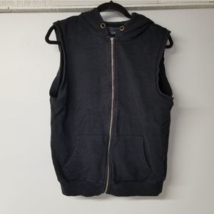 21 MEN Sweatshirt Black Sleeveless Cotton Blend S full zipper